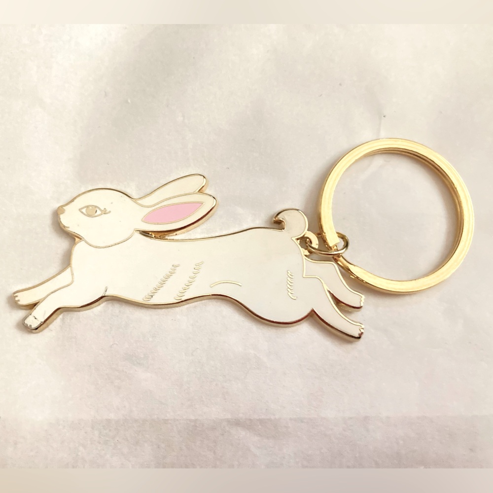 Enamel White Rabbit Keychain